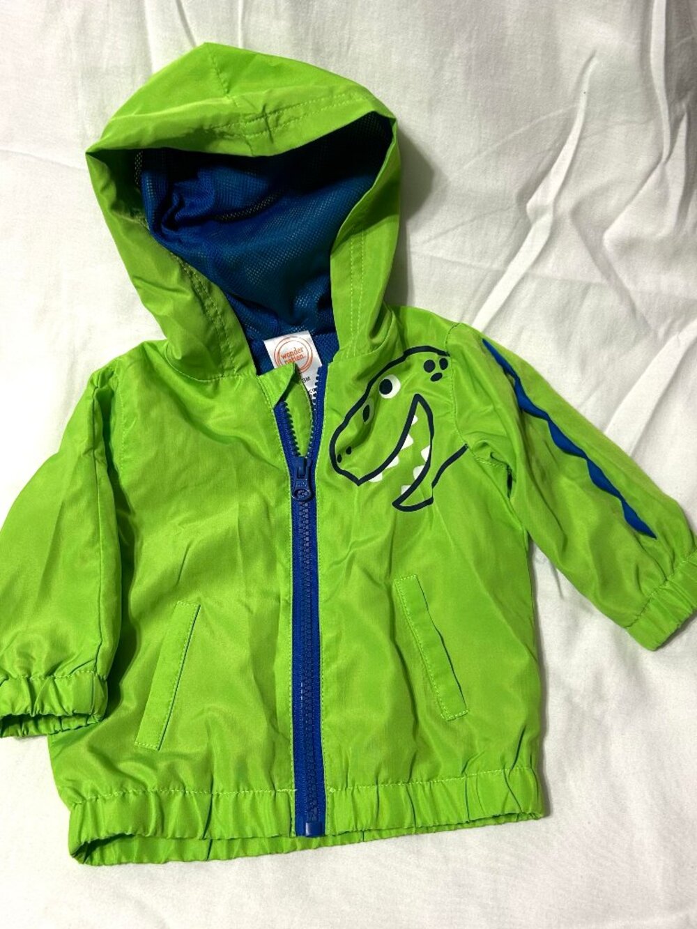 0-3 month Green Dinosaur Light Weight Rain Jacket with Hood by Wonder Nation